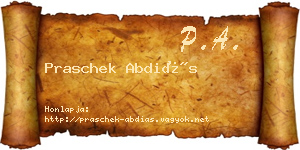 Praschek Abdiás névjegykártya